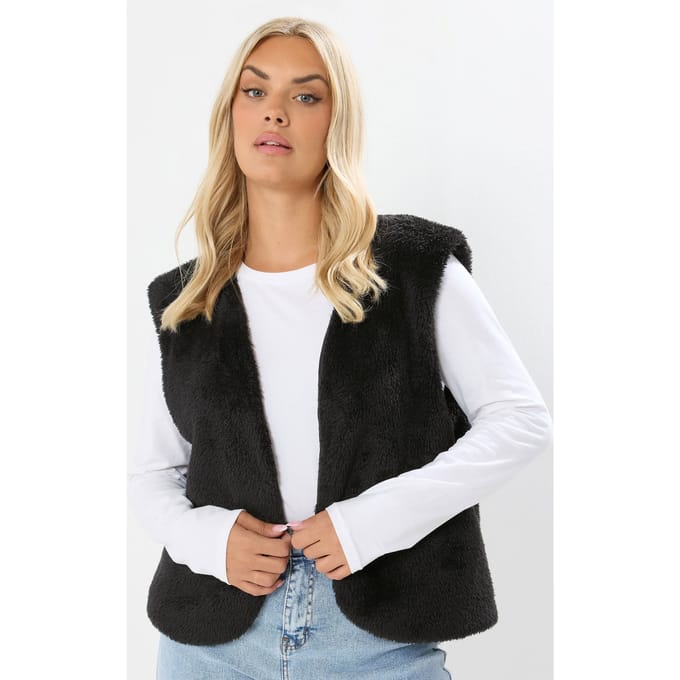 Yours Zwart Fleece Gilet Size 44