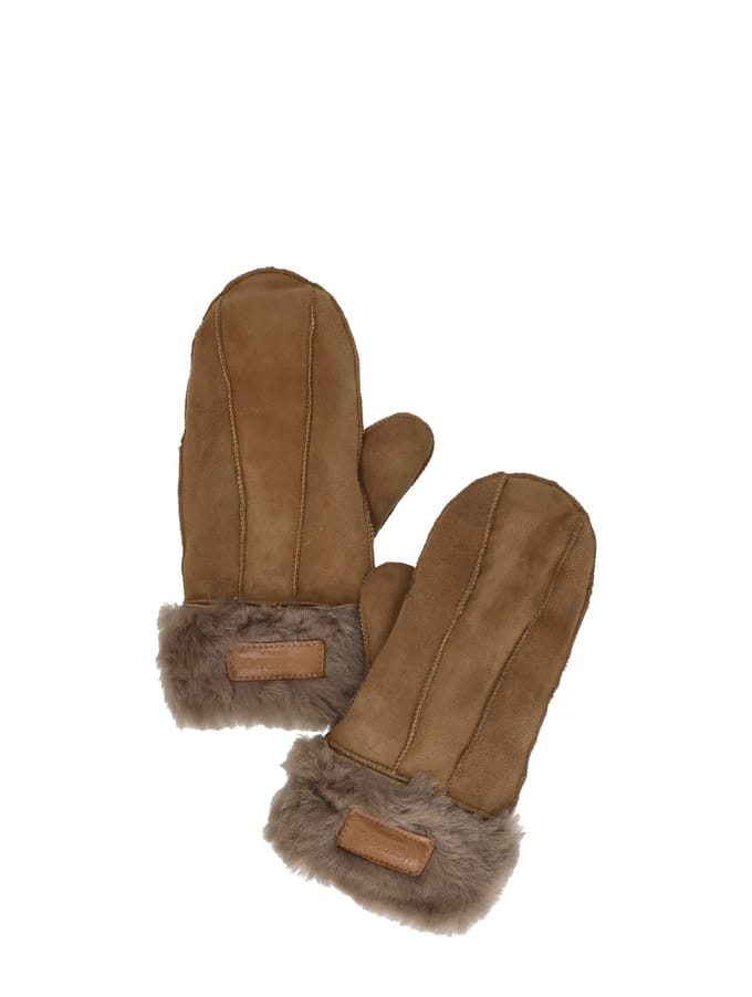 Warmbat Mitten Women Lammy patchwork Dames Wanten - Mud
