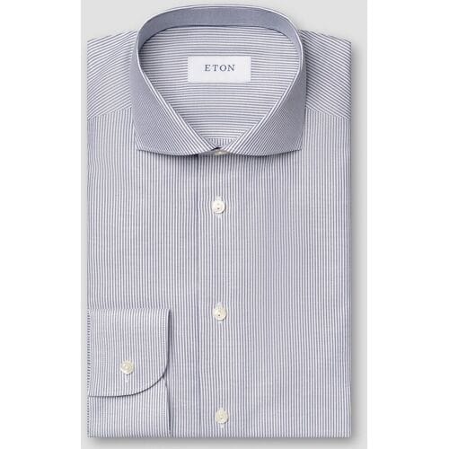 Eton Overhemd Signature Oxford Stripe Basketweave Texture Navy / male