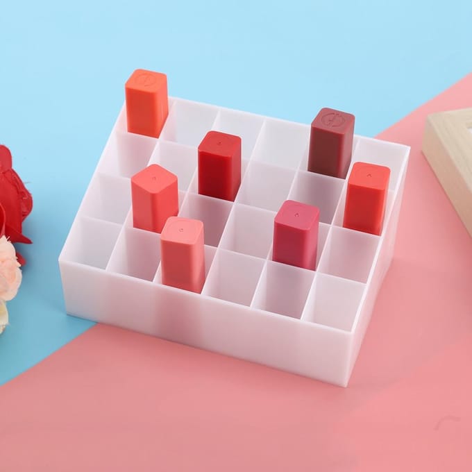 24 Vakken Lippenstifthouder Displaystandaard Cosmetica Organizer Make-up Opbergdoos (Wit) wit