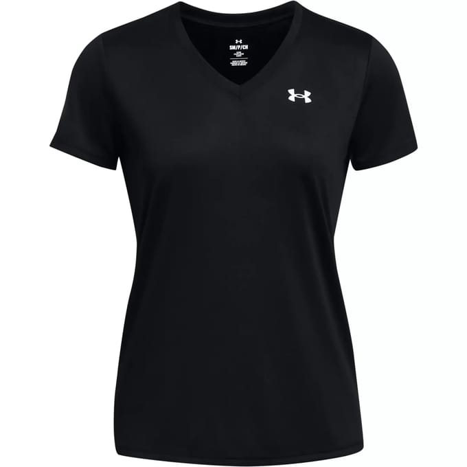 Under Armour Tech SSV- Solid-BLK Dames Sportshirt - Zwart - Wit