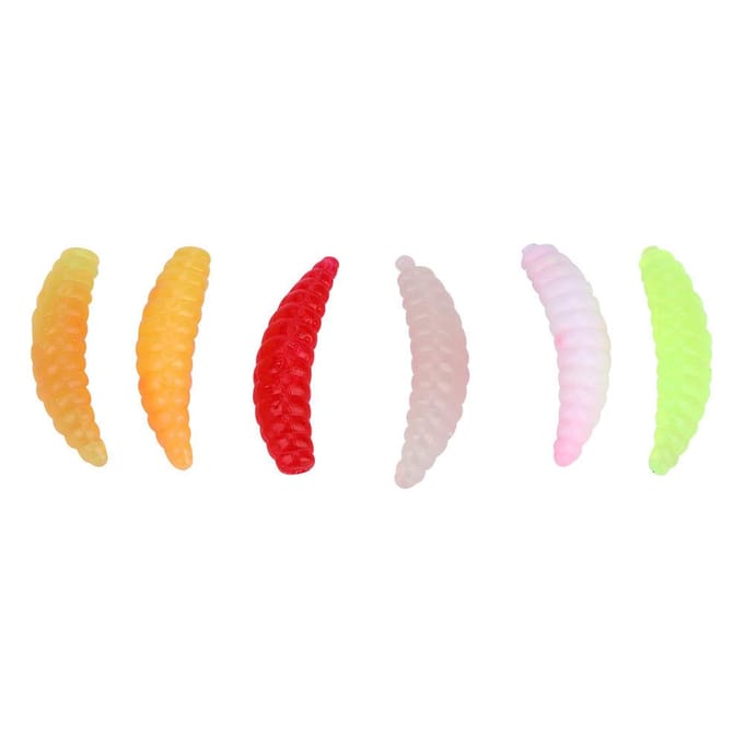 Mini formaat Worm Larve Made Vorm Vissen Zacht Aas Lure Vissen Tackle Gereedschap 100 stuks set white
