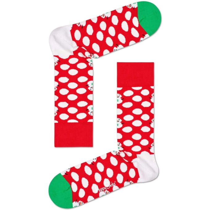 Happy Socks Big Dot Snowman Sock - rood - Unisex - Maat: 36 - 40