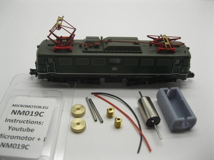 micromotor NM019C ombouwset voor Minitrix DB E10, BR 110, BR 111, BR 112, BR 139, E40, BR 140, u.a.