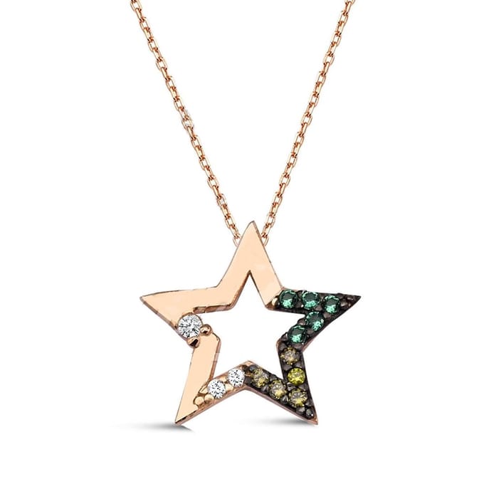 18K Goud Ster met Kristal Ketting - 40cm +5cm