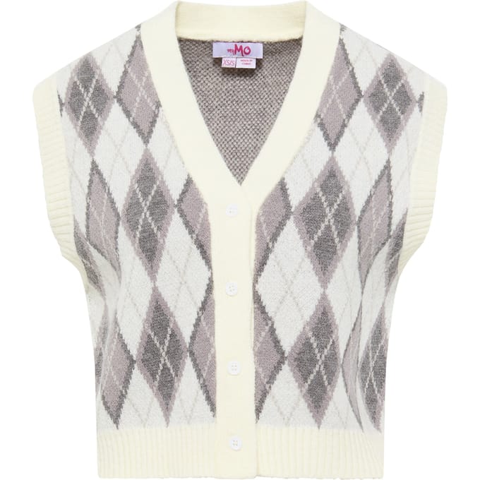 Mymo Gebreide vest Blonda Dames Wol Wit Veelkleurig