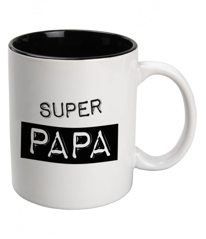 Mok met tekst | Super papa | Kleur: Zwart wit