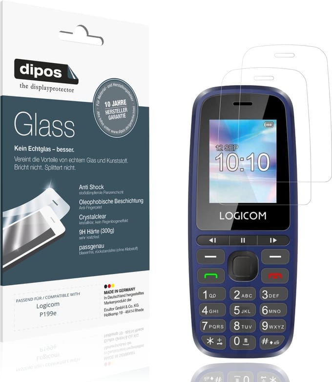 dipos – 2x Pantserfolie geschikt voor Logicom P199e | 9H Screenprotector