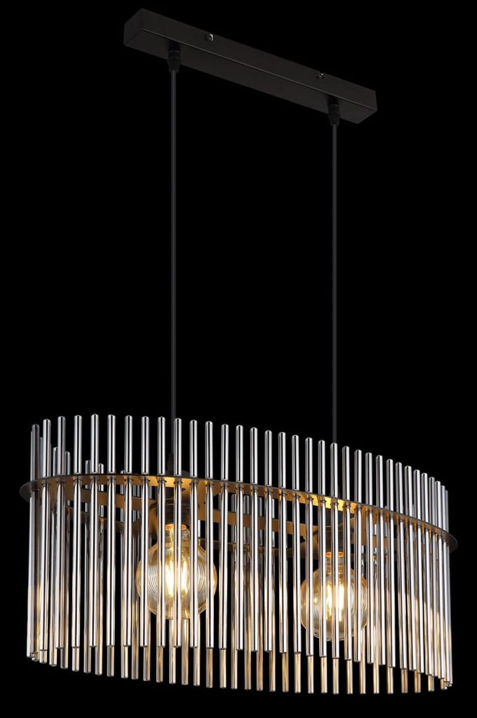Globo - hanglamp - GORLEY - zwart - glas - grote eettafellamp - E27 - 15698H3