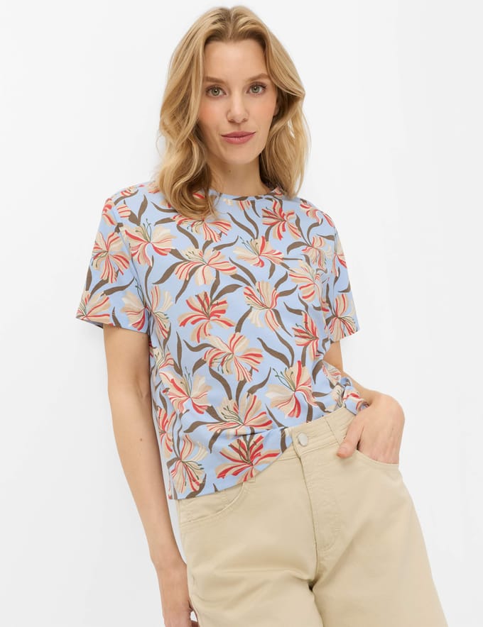 Brax Dames Shirt  Style CARA S vintage blue, lichtblauw, maat 32