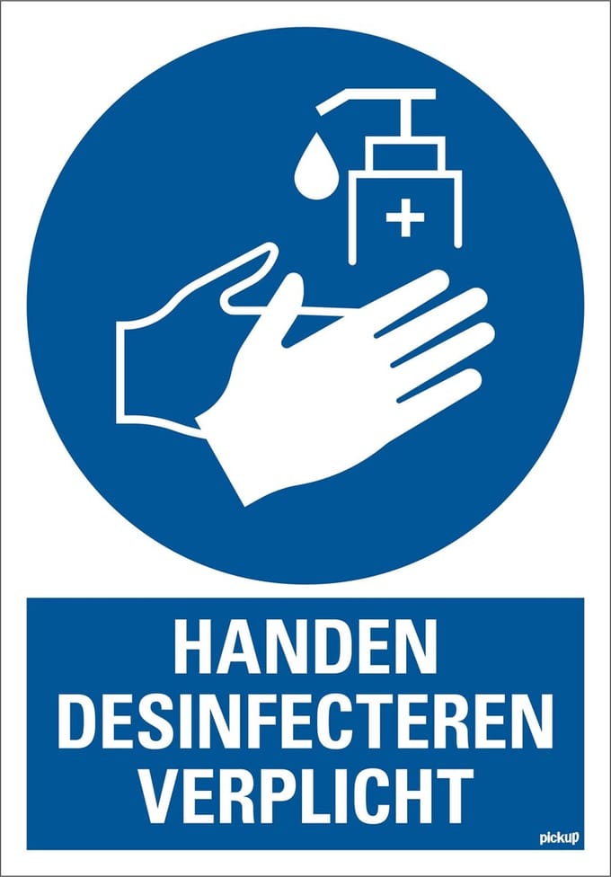 Pickup bord Handen desinfecteren verplicht - 23 x 33 cm -