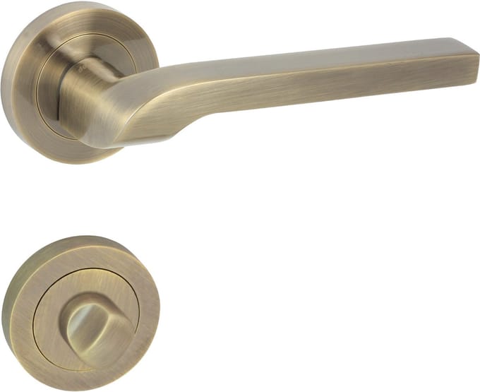 domino deurkruk binnendeur deurkrukset WC - Badezimmer Set voor binnendeur deurkruk, Türdeurkrukset met slot Türbeschlag, Set aluminium brons NEMO-R