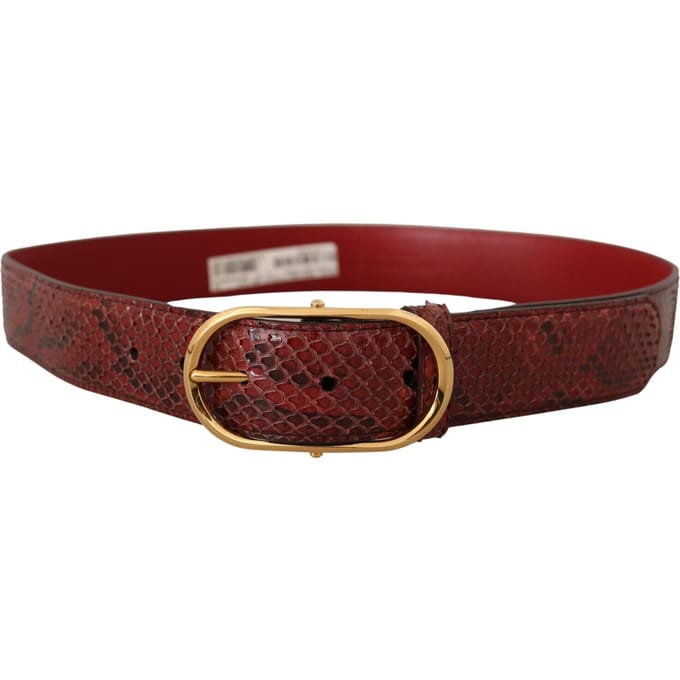 Dolce & Gabbana Dames Rode Exotische Leren Gouden Ovale Gesp Riem