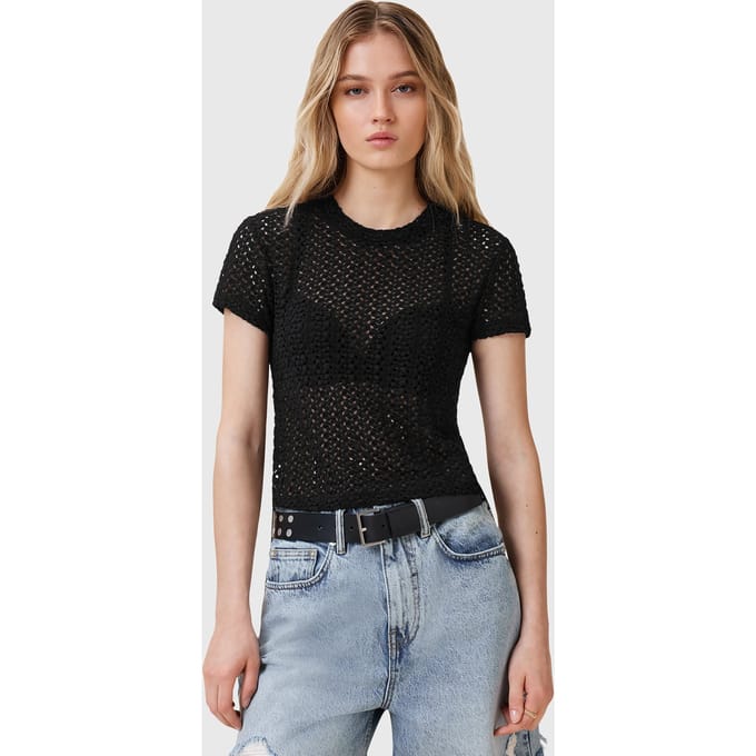AllSaints Karma Stevie Tee Black Größe: 10 | Hemden Outlet | Damen | Schwarz