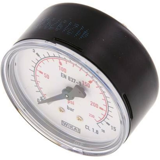 0..16 Bar Manometer Achteraansluiting Staal/Messing 63 mm Klasse 1.6