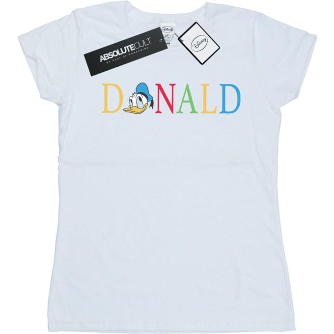 Disney Dames/Dames Donald Duck Letters Katoenen T-Shirt (Wit)