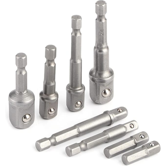 8-delige Socket Adapter Set Driver Zeskant Schacht Slagboor Bits Verlengstuk 1/4in 3/8in 1/2in