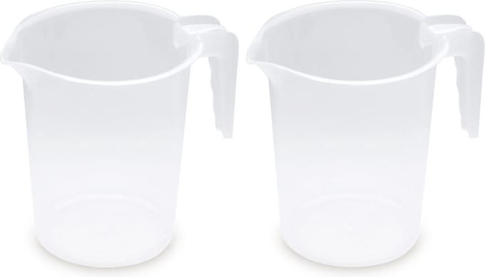 Plasticforte schenkkan - 2x - 1,2 liter - maatbeker - transparant - plastic