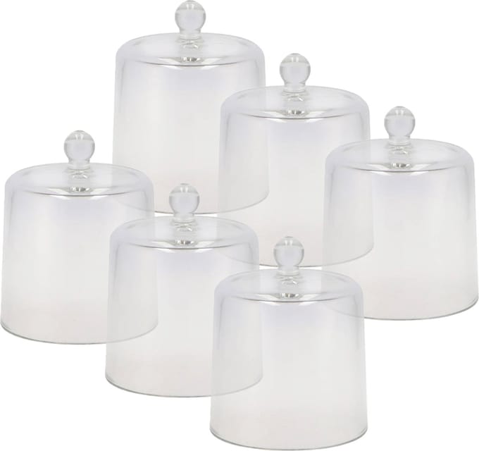 DK Design amuse cloche - 6x stuks - transparant glas - D13 x H16 cm - hapjes stolp - amuseschaaltje
