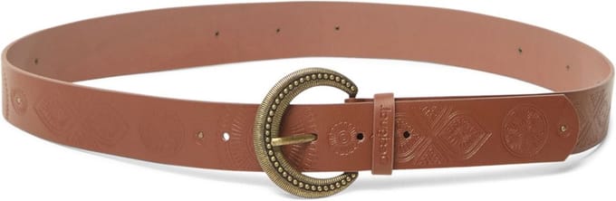 Desigual Leren Riem Belt Quimera Embro Mix Belt W90 Camel Bruine