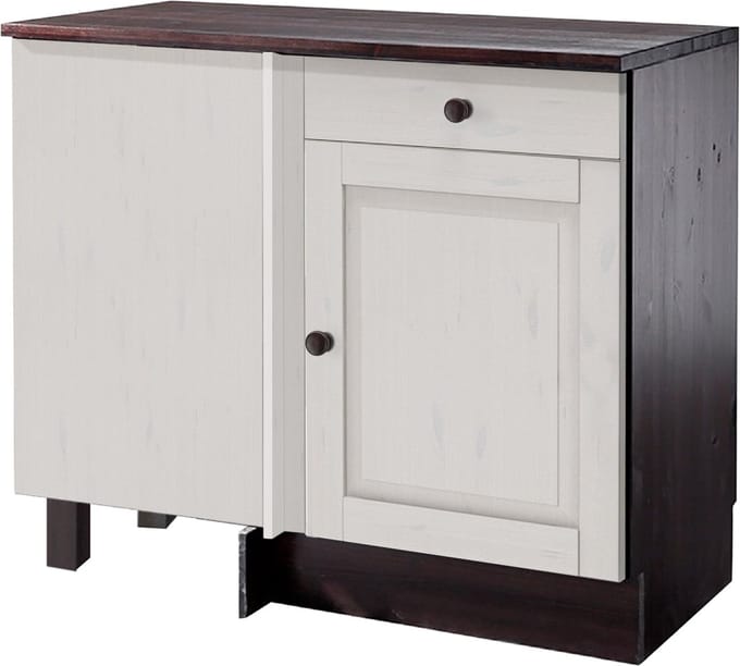 Cornelia-Hoekkast - 1-deur 1-lade - Wit/Havana