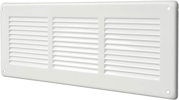 Rechthoekig Ventilatie Rooster Wit Gelakt Plaatstaal 340x140mm Overlappend
