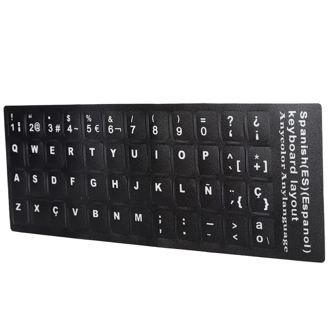 Autocollant pour clavier espagnol, étanche, fond noir, pour ordinateur portable de 10 à 17 pouces black