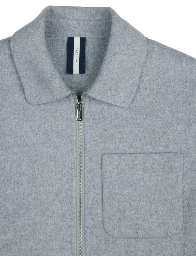 Overshirt Profuomo grijs effen wol