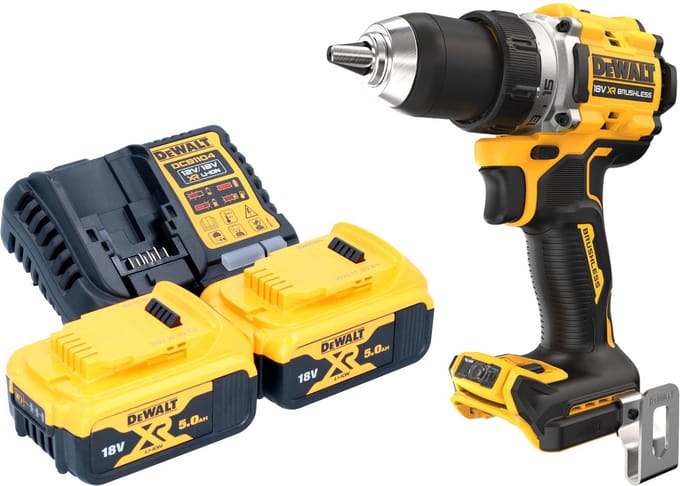 DeWalt DCD 800 P2 accuboormachine 18 V 90 Nm borstelloos + 2x accu 5.0 Ah + lader