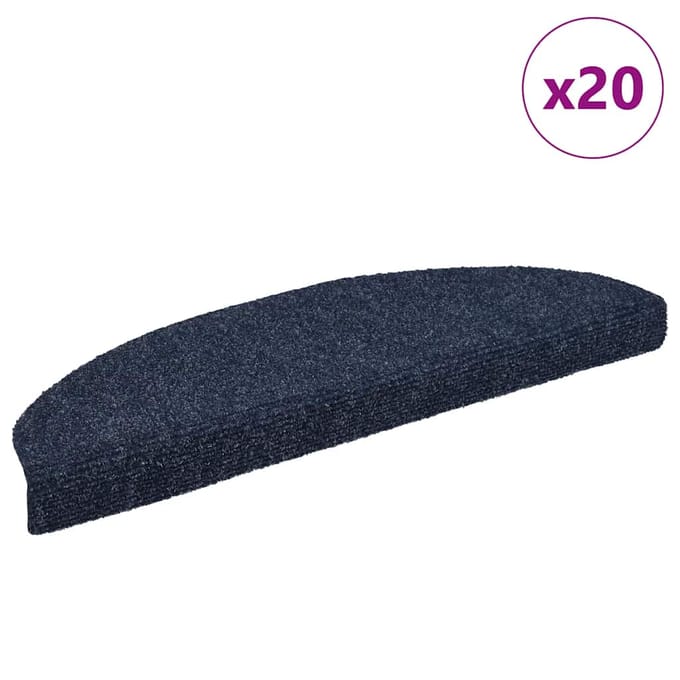 vidaXL Trapmatten Zelfklevend 20 stuks 65x21x4 cm Blauw Halfrond Groot