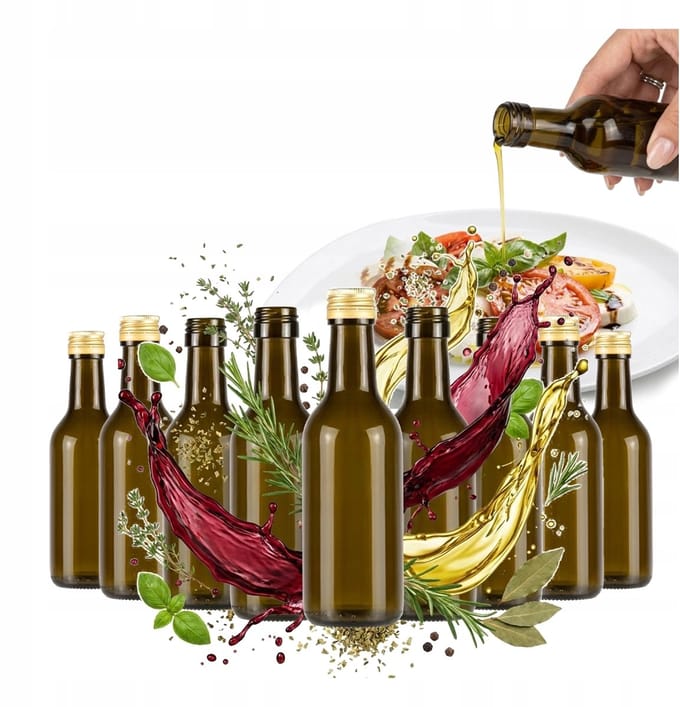 Bimberek - Glazen Fles - 200ml - Donker Glas - Gouden Deksels
