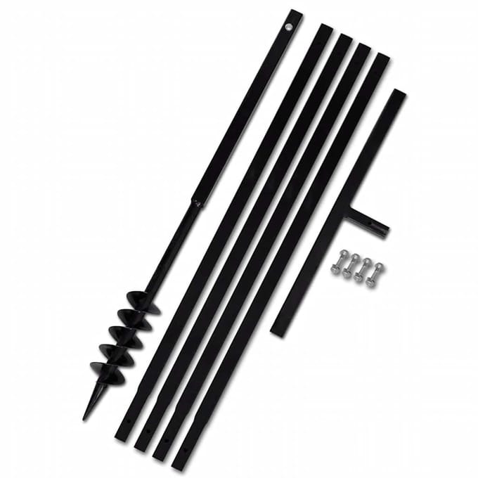 vidaXL - Grondboor - 80 - mm - met - 5 - m - verlengstuk - Staal