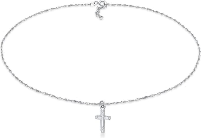 Elli - Halsketting - Dames Choker Kruis Hanger Modern in 925 Sterling Zilver - Dames