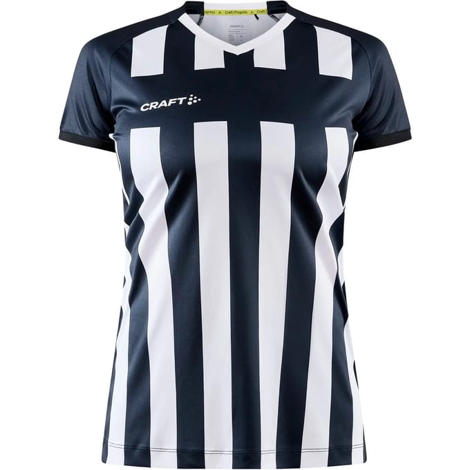 Craft Progress 2.0 Stripe Shirt Korte Mouw Dames - Zwart / Wit | Maat: M