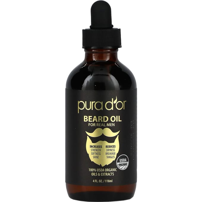 Pura D'or, Beard Oil, 4 fl oz (118 ml) black