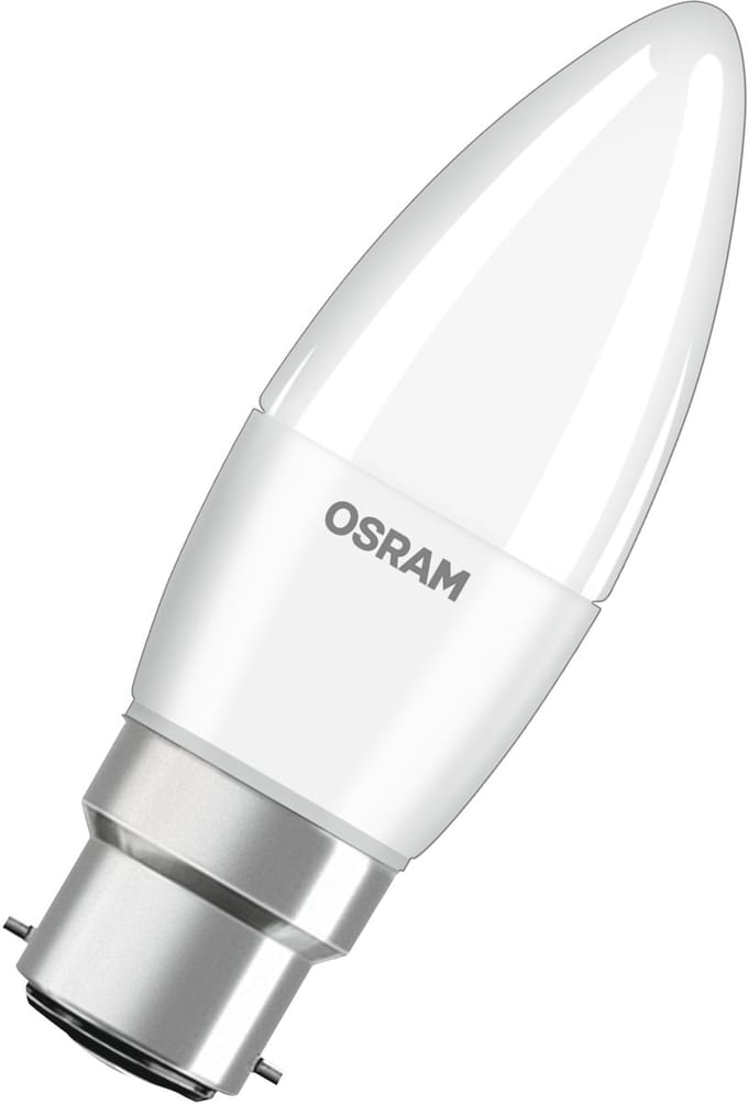 OSRAM LED lamp Base Classic B40 mini kaars 4,9W 827, 2700K warm wit, B22d, mat, 470 lm, kleurweergave Ra≥80