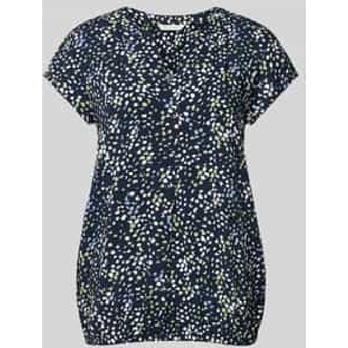 Loose fit blouse met korte mouwen van pure viscose met all-over motief