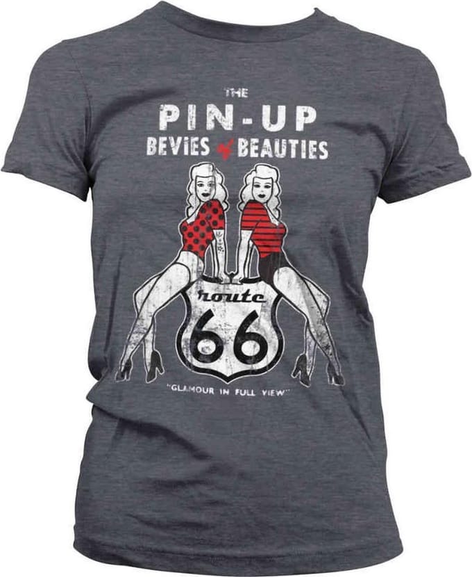 Route 66 Dames Tshirt -S- Pin-Ups Grijs