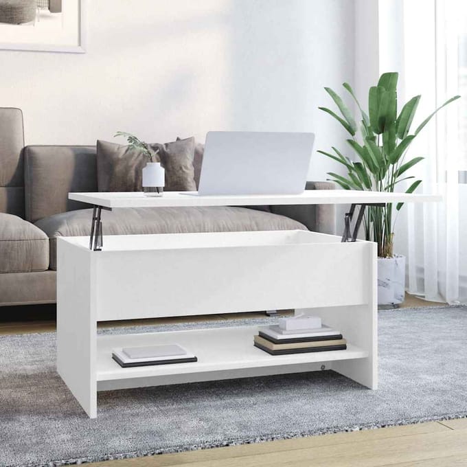 vidaXL - Salontafel - 80x50x40 - cm - bewerkt - hout - wit