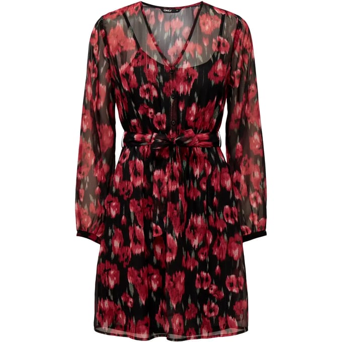 Damesjurk met lange mouwen en v-hals Only Onlmarise Lurex CS Ptm