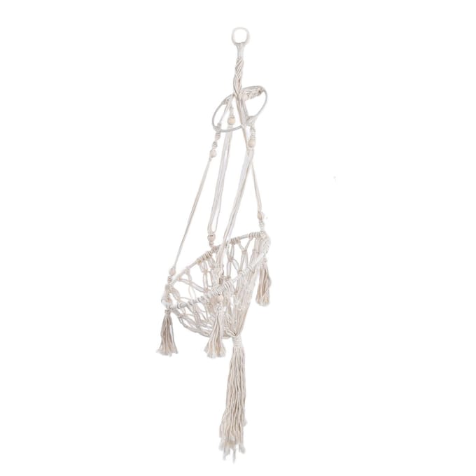 Hamac pour Chat Tissé à la Main Macramé Lit Suspendu pour Chat Corde de Coton Balançoire pour Chat d'Animal de Compagnie pour Jardin Cour white