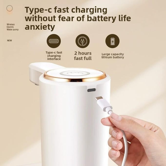 Bomba de agua eléctrica recargable para garrafas dispensador portátil automático de agua black