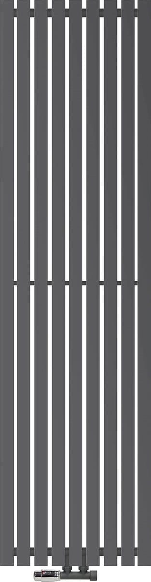 Badkamer radiator middenaansluiting 480x1800 antraciet met muuraansluitset LuxeBath