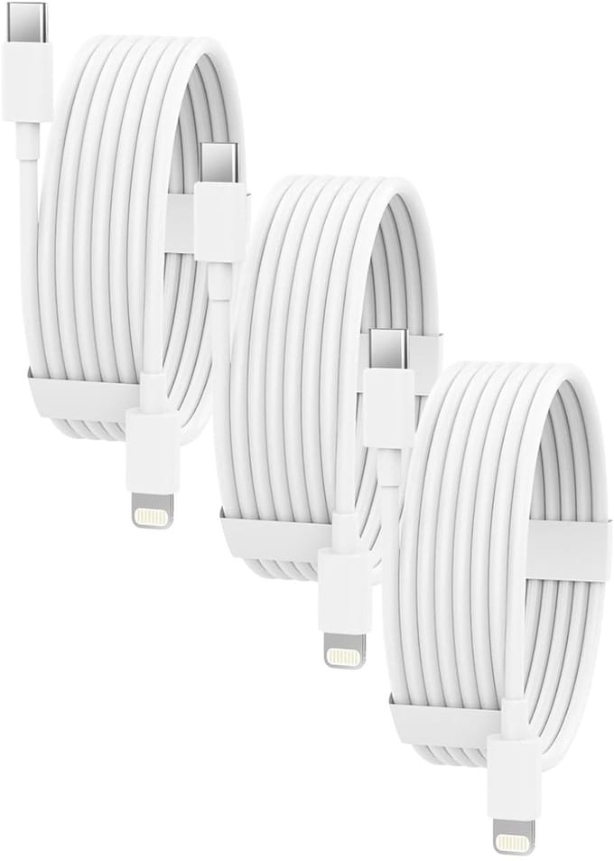 USB C naar Geschikt voor: USB Lightning Kabel - 2 Meter Oplaadkabel 3x - Snel Lader USB-C Oplader - Wit