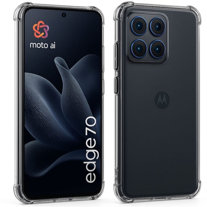 TechNow Hoesje geschikt voor Motorola Edge 70 Hoesje Screenprotector - Extreme Shock Case – Case Transparant