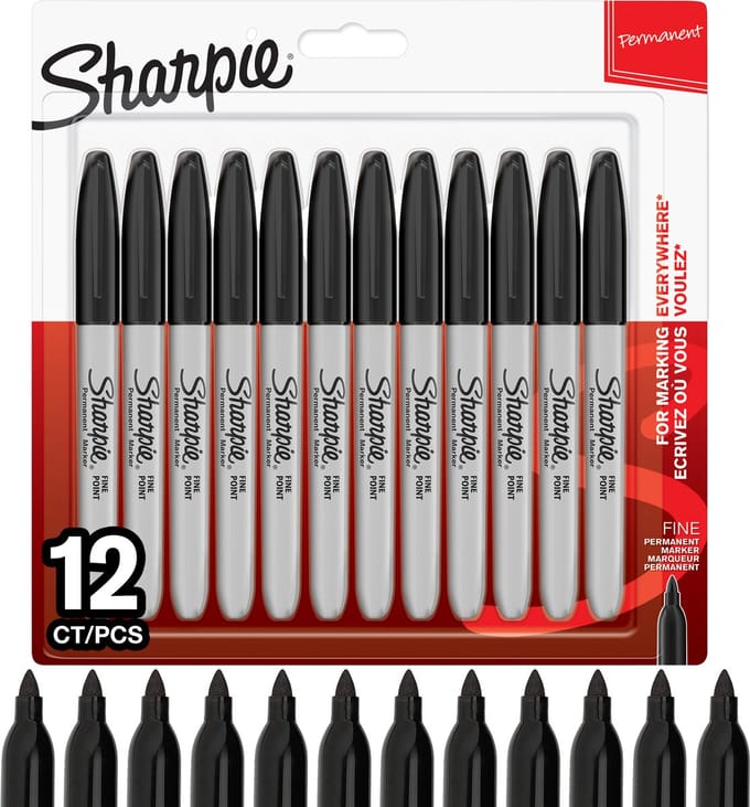Sharpie-permanentmarkers | Fijne punt | Zwarte Inkt | 12 stuks