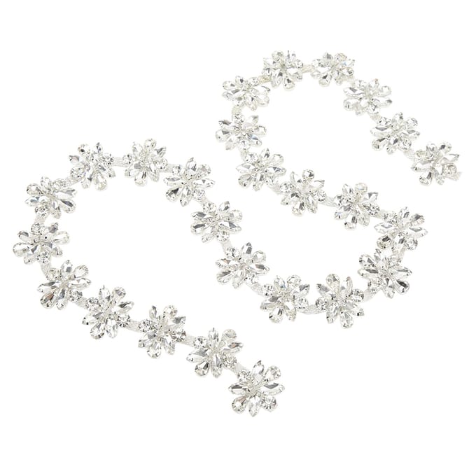 Strassketting 1 Yard Breed 3,5 cm Kleuren Bloemvorm Glanzend Verfijnde Strass Applicatie voor white