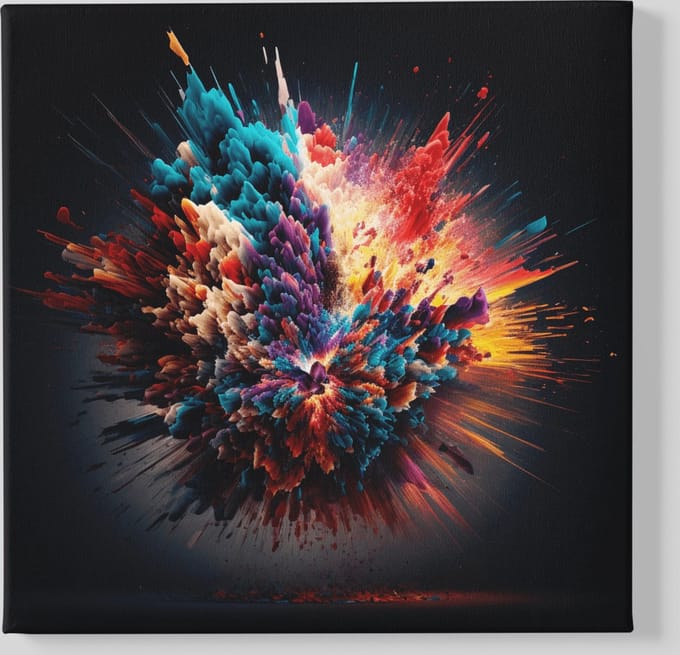 Canvas Schilderij - Kleur explosie - Abstract - Modern - Vierkant schilderij - 60x60x2 cm