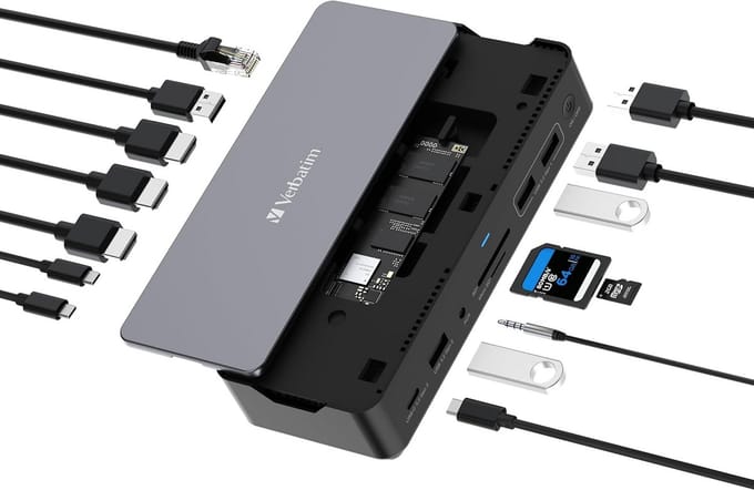 Krachtig USB-C Dockingstation met 15 Poorten en Ingebouwde SSD