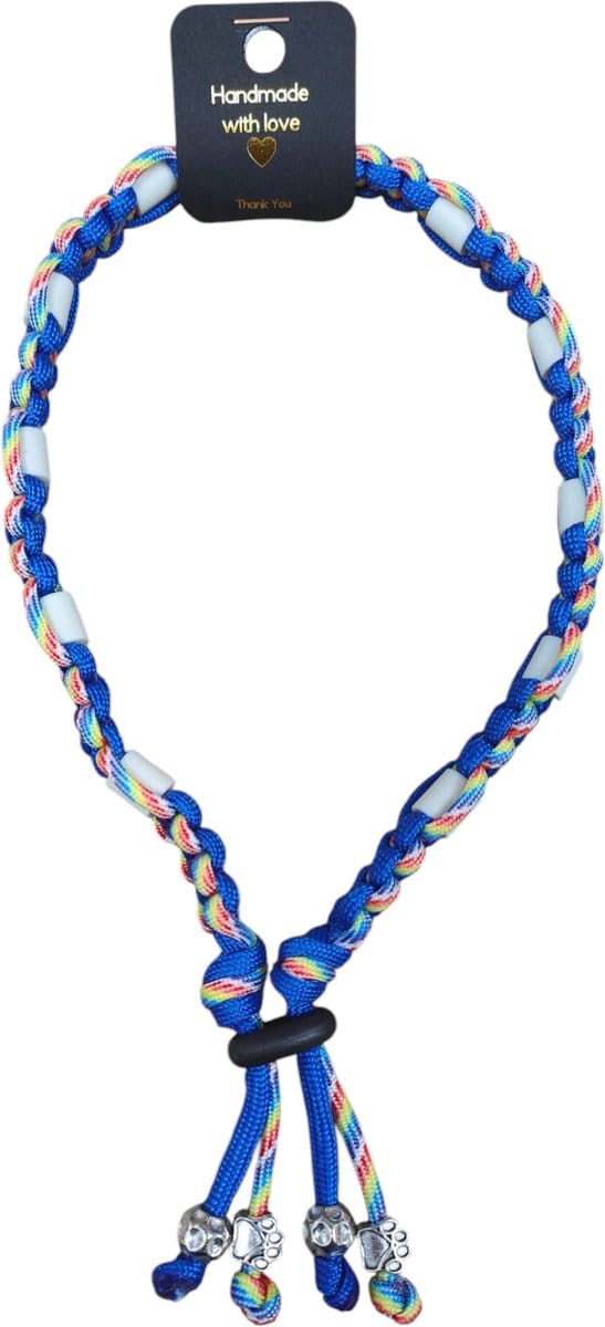 Anti-vlooien en tekenband blauw/multicolor nekomtrek 55 cm